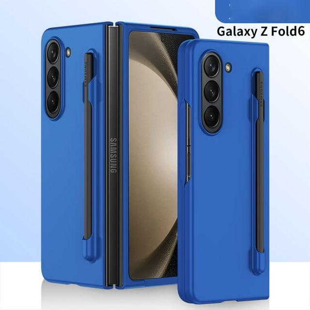 Skin Feel 2-piece Set Case for Samsung Galaxy Z Fold 5 6 Fold5 Fold6 Pen Slot and Pen Protection Shockproof Fashion Cover klein blue For Samsung Z Fold 5