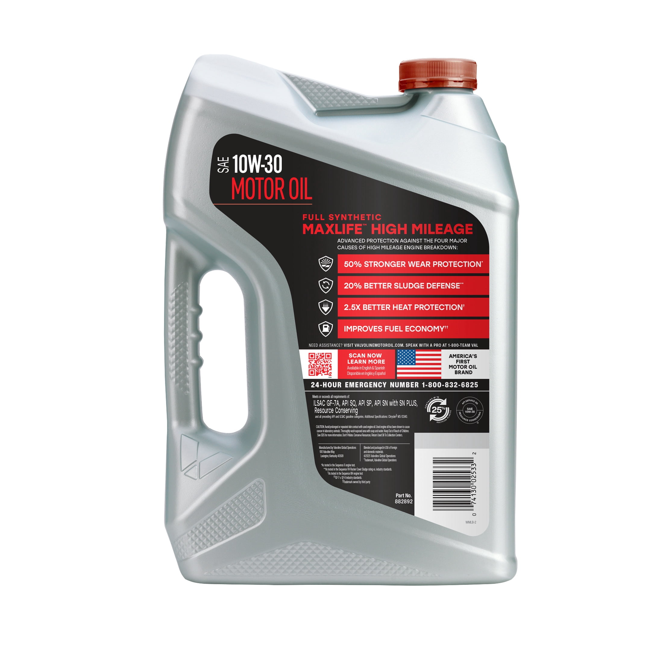 Valvoline MaxLife Full Synthetic High Mileage 10W-30 Motor Oil 5 Quart