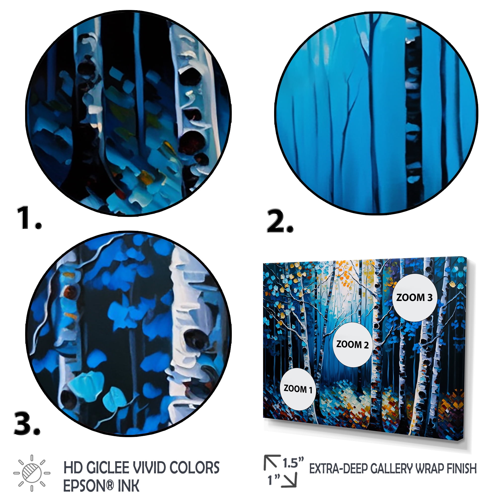 Designart Blue Birch Forest II Canvas Wall Art