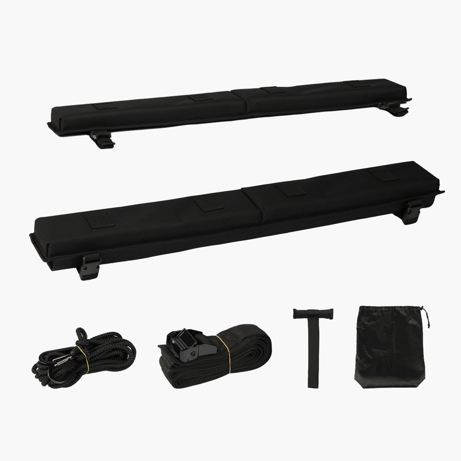 KFFKFF Cushioned Roof Rack Pads, 30" Universal Vehicle Roof Rack Cushion for Multiple Crossbars, 176LBS Load Capacity Kayak Holder with 2 Securing Straps, 2 Rapid Loop Straps & Carry Bag