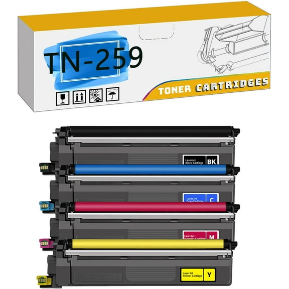 TN-259 TN259 TN-259BK TN-259C TN-259M TN-259Y Toner Cartridges Compatible for Brother MFC-L8240CDW MFC-L8390CDW MFC-L8340CDW Printers --- High Capacity 4,500 Pages