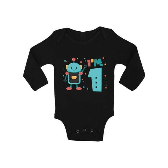 Awkward Styles Robot Birthday Baby Bodysuit Long Sleeve Robot Gifts for 1 Year Old First Birthday Baby Bodysuit 1 Year Old Shirt My 1st Birthday Gifts for Birthday Boy Birthday Gifts