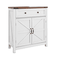 thumbnail image 7 of Coffee Bar Cabinet, Kitchen Storage Cabinet, Modern Farmhouse Buffet Sideboard with Drawer and Adjustable Shelf, Barn Door Accent Cabinets for Kitchen, Dining Room, Entryway (White), 7 of 7