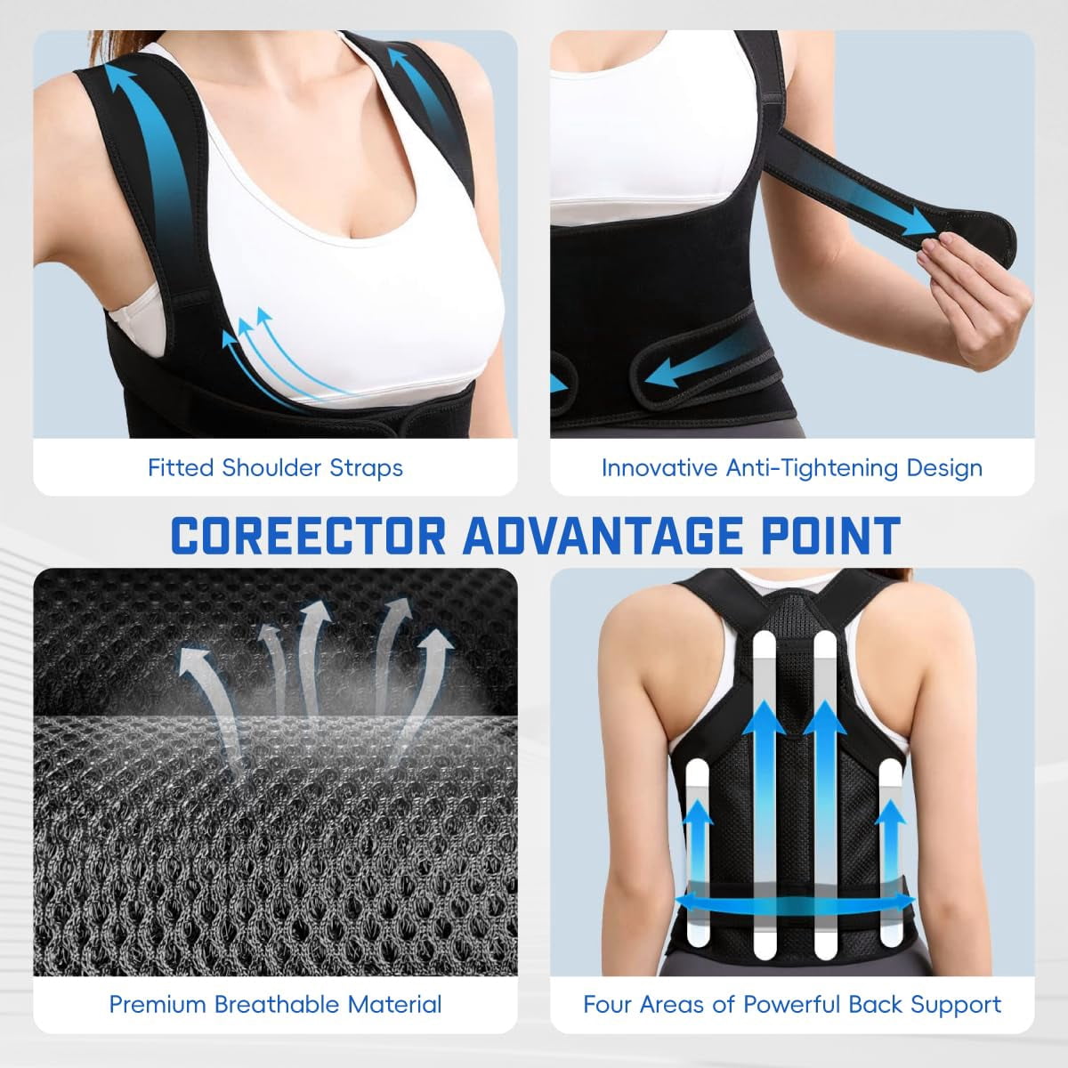 Back Brace Posture Corrector for Women & Men, Adjustable Shoulder Straightener with Full Back Support, Relief for Upper and Lower Back Pain, Scoliosis, Hunchback & Spine Alignment