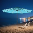thumbnail image 3 of ACCVER 10ft Solar Patio Umbrella with LED Lights - Market Table Umbrella with Tilt Adjustment & UV-Resistant Fabric for Outdoor Garden Deck Pool Beach, Light Blue, 3 of 7