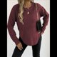 thumbnail image 4 of Suéter de Cuello Redondo para Mujer, Informal, Holgado, Cálido, Suave, Liso, de Larga, para Otoño e Invierno, Jersey de Punto. Vino Tinto M, 4 of 9