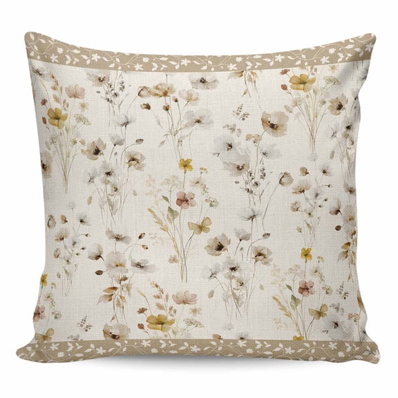 Vintage Spring Floral Pillow Covers 16x16 Inch Decorative Throw Pillow Cover, Farmhouse Botanical Rustic Sofa Pillowcases Accent Cushion Case Home Decor Bedroom Living Room