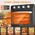 thumbnail image 3 of Plum Chef 27.5QT Air Fryer Toaster Oven Combo, 6-in-1 Countertop Convection Oven with Air Fry, Bake, Broil, Toast, Warm & Dehydrate, Includes Tray & Rack, Family Size, Stainless Steel Door, Black, 3 of 9