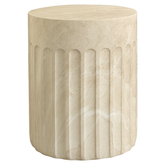 LeisureMod Zenvio Modern Round Accent End Table, Decorative Pedestal Side Table for Living Room, Bedroom, Office or Entryway, Stone Marble