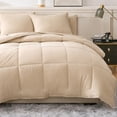 thumbnail image 2 of Ensemble de Douillette Simple Prélavé - Ensemble de Lit 5 Pcs – Alternative Douce à la Microfibre Brossée – Comprend Douillette, Ensemble de Draps - Beige, 2 of 14