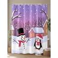 thumbnail image 4 of Fsddascl Christmas Snowman Shower Curtain Set - 72" x 78" Washable Bathtub Curtain with 12 Hooks, Winter Snowflakes Purple Abstract Waterproof Fabric Stall Shower Curtains for Bathroom/Bathtub Décor, 4 of 6