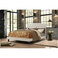 thumbnail image 2 of Tufted Fog-Beige Linen Fabric Headboard and Panel Bed Frame in Queen, 2 of 3