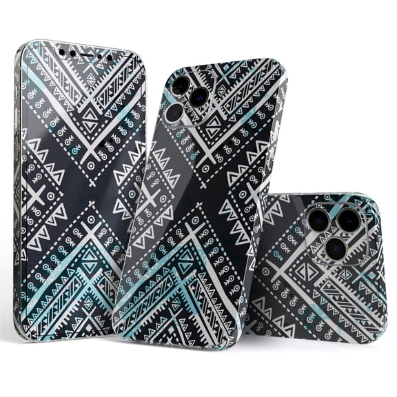 DesignSkinz Ethnic Aztec Navy Point Full-Body Skin Decal Wrap Cover for iPhone 16