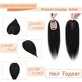 thumbnail image 2 of MY-LADY 100% Remy Human Hair Silk Base Top Hairpiece for Women Clip in Topper Hand-made Top Toppee Hair Piece for Thinning Hair Loss Hair Grey Hair 6inch #1B Natural Black, 2 of 8