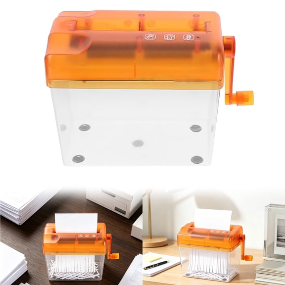 Clearance Under $10 Hand-Crank Paper Shredder, Portable Strip-Cut Desktop Shredder for Home and Office