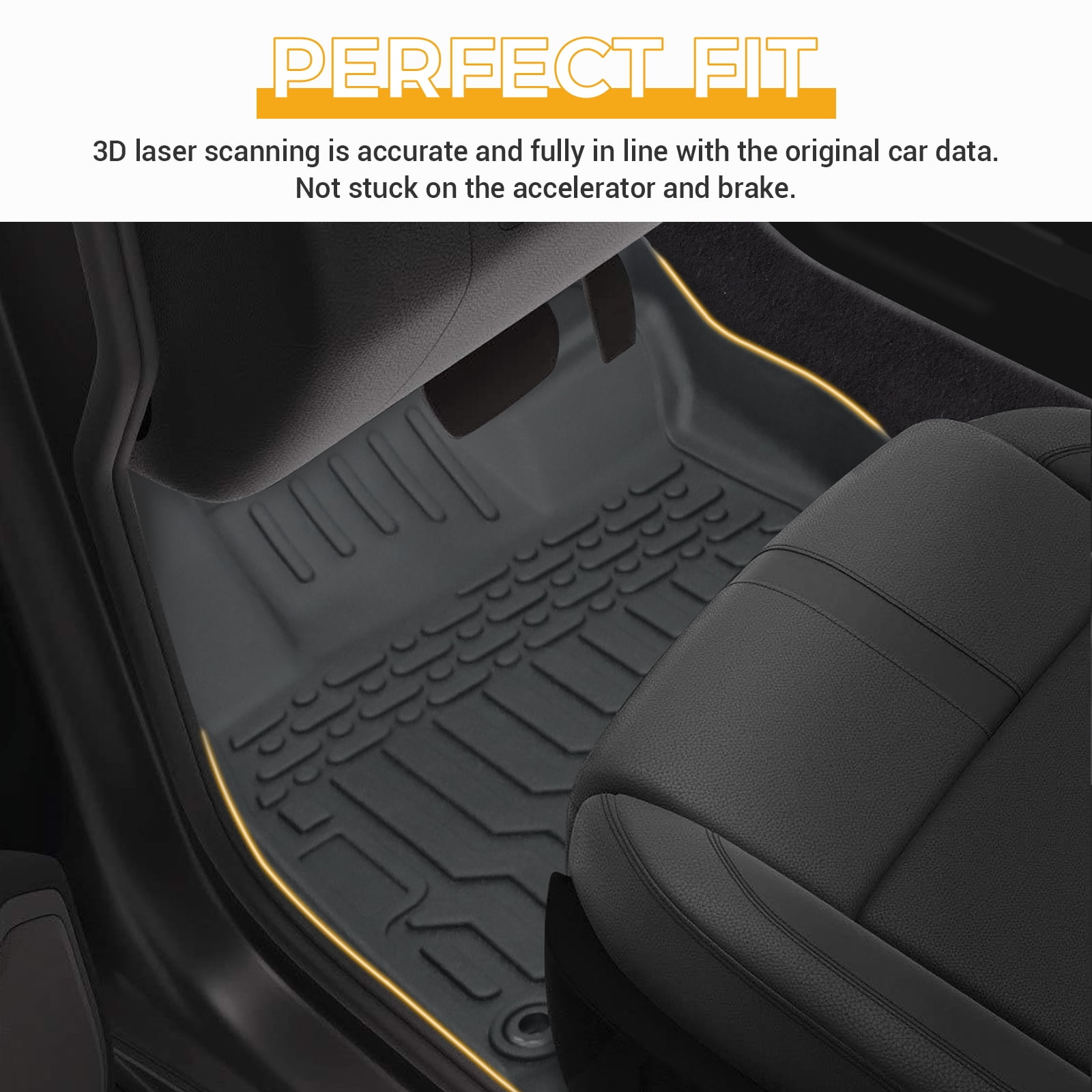 All-Weather Car Floor , Heavy Duty Rubber Liners, Front and Second Set of 3, Black-Car Floor Mats, All-Weather