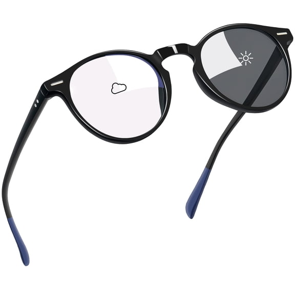 Joopin Unisex Photochromic Blue Light Blocking Glasses Round Computer Gaming TV Glasses UV400 Protection