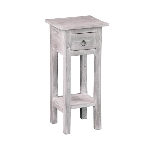 Sunset Trading Cottage Narrow Wood Side Table in Distressed Light Gray