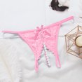 thumbnail image 2 of Women's Panties Pure Color Lace Crotchless Panties with Transparent Beads and Gentle Massage Function for Women Pink L, 2 of 3
