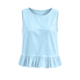 thumbnail image 4 of Pounoo Tank Tops for Women Crew Neck Ruffle Hem Sleeveless Tops for Women Relaxed Fit Beach Resort Cute Casual Tops for Women, 4 of 7