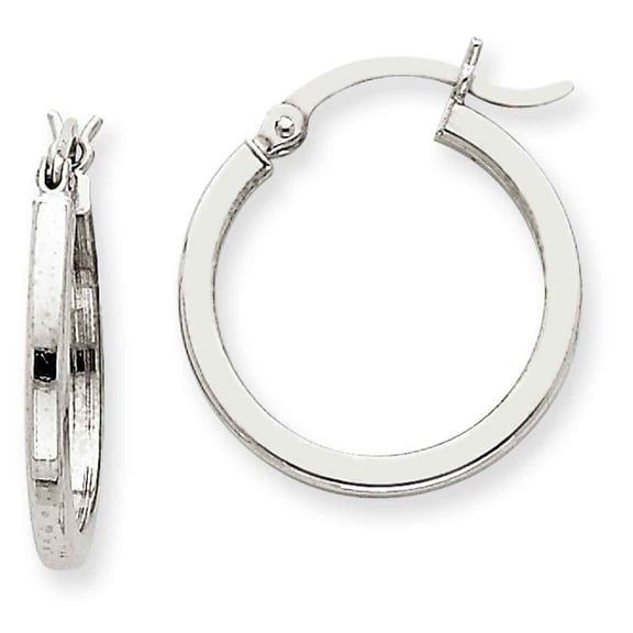 Primal Gold 14 Karat White Gold 2mm Square Tube Hoop Earrings
