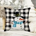 thumbnail image 2 of Black White Buffalo Plaid Christmas Snowman Pillow Covers Winter Let it Snow Snowflake Holiday Farmhouse Decoration Throw Pillow Cover Home Xmas Holly Berry Set of 2 18x18 Inch Cushion Case, 2 of 5