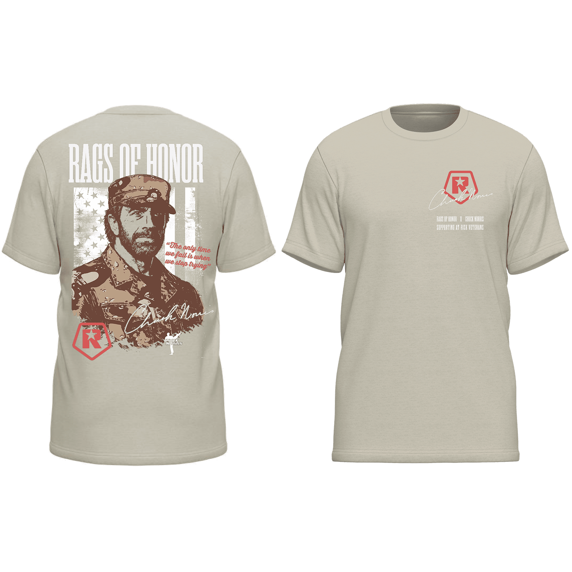 Rags of Honor x Chuck Norris Quotation Flag Graphic Tee Shirt, Men's Sizes S-2XL