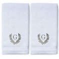 thumbnail image 3 of Monogrammed Hand Towels for Bathroom Kitchen Makeup | Personalized Gift for Wedding-Bridal | Roman Font Custom Luxury Turkish Towel | Spa Collection, Oversized, 16 X 30 Inch, Set of 2, 3 of 3