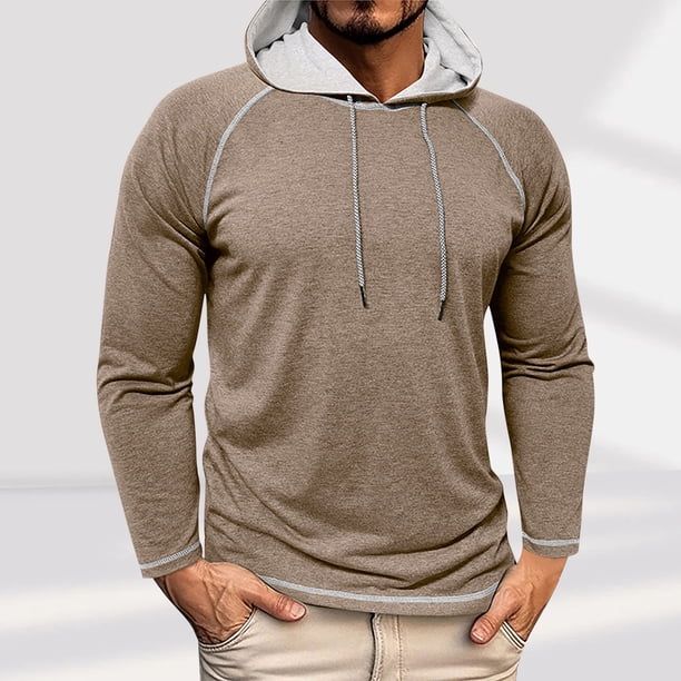 pstuiky camisetas de manga larga para hombre, Camisa básica de manga larga con cuello redondo y transpirable de color sólido a la moda informal para hombre salir tops l