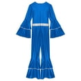 thumbnail image 6 of XUNZOO Womens 70S Disco Jumpsuits Metallic Shiny Tiered Flare Sleeve Bell Bottom Dancewear Royal Blue M, 6 of 7
