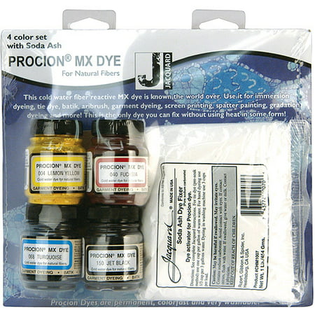 Procion MX 4-Color Dye Set with Soda Ash (Best Dye For 100 Polyester)