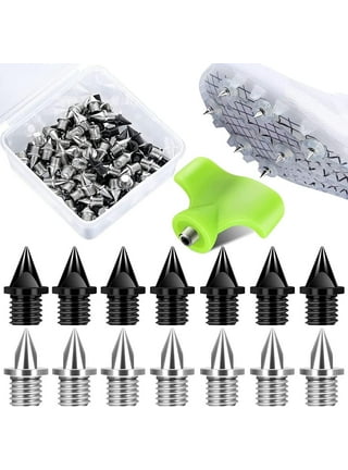 500 Pcs 1/4 Inch Track Spikes with Spike Wrench Stainless Steel Replacement  Shoe Spikes Pyramid Running Spikes for Sprint Sports Hiking High Jumping
