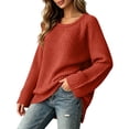 thumbnail image 4 of MexChoioe Women's Sweaters Scoop Neck Ribbed Knit Long Sleeve Oversized Fall Tunic Sweater for Women, 4 of 5