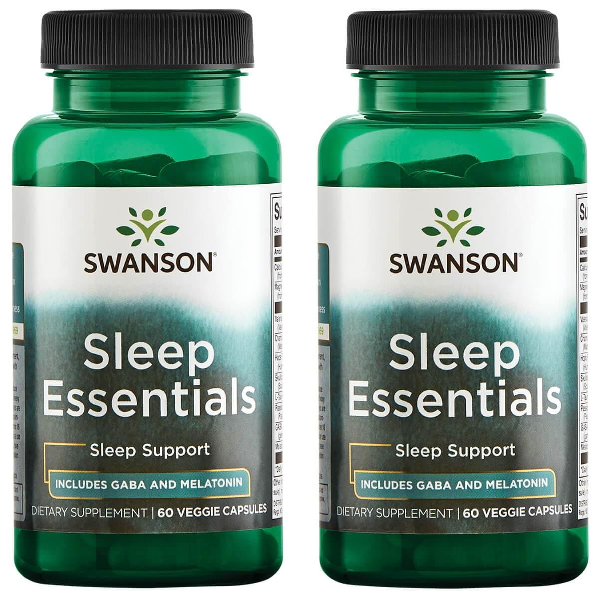 Swanson Sleep Essentials Includes Gaba and Melatonin 60 Veg Caps 2 Pack