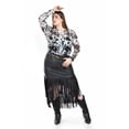 thumbnail image 1 of Falda de vinipiel con flecos Roman Fashion /Tallas Extras, 7063 (Negro) negro 40, 1 of 6
