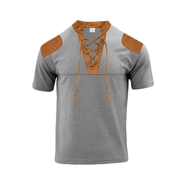 Birdeem Chemises pour Hommes Ensemble Décontracté Col en V Patchwork Manches Courtes et Shorts