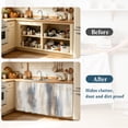 thumbnail image 4 of Beige Gray Cabinet Curtain 32"Wx55"L, Dustproof Pantry Door Curtain with Self Adhesive Tape, Abstract Grunge Mottled Neutral Texture Tall Storage Cover Privacy Drape for Bathroom Kitchen Laundry Room, 4 of 9