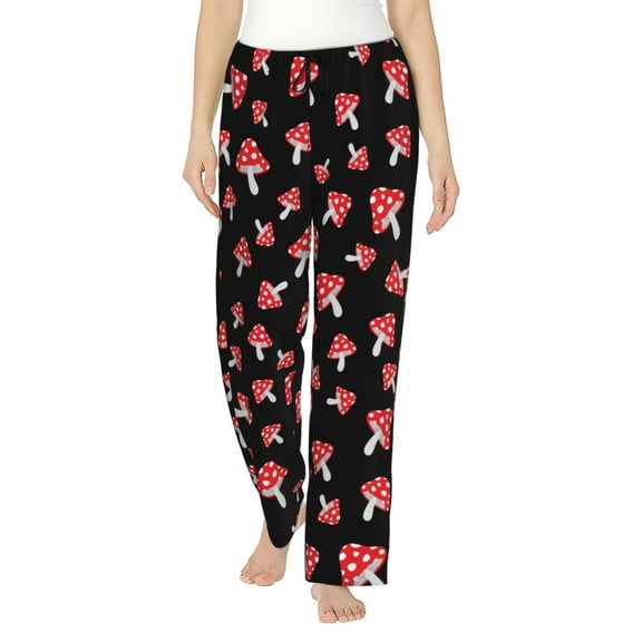 Forest Mushrooms Women's Comfy Pajama Pants With Pockets,Soft Stretch Drawstring Lounge Pants, Soft Casual Wide Leg Pjs Sleep Bottoms Medium