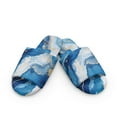 thumbnail image 2 of COEQINE Marble Blue White Womens Warm Slippers Portable Indoor Sandals Flannel House Slides Open Toe Bedroom Slippers Machine Washable Women Footwear for Hotel Business Trip, 44-45, 2 of 7