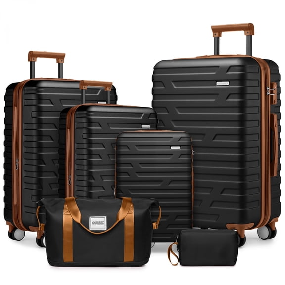 CHENYUEFURN 29.5 Unisex 6-Piece Hardside Luggage Sets with Duffel Bags, Black