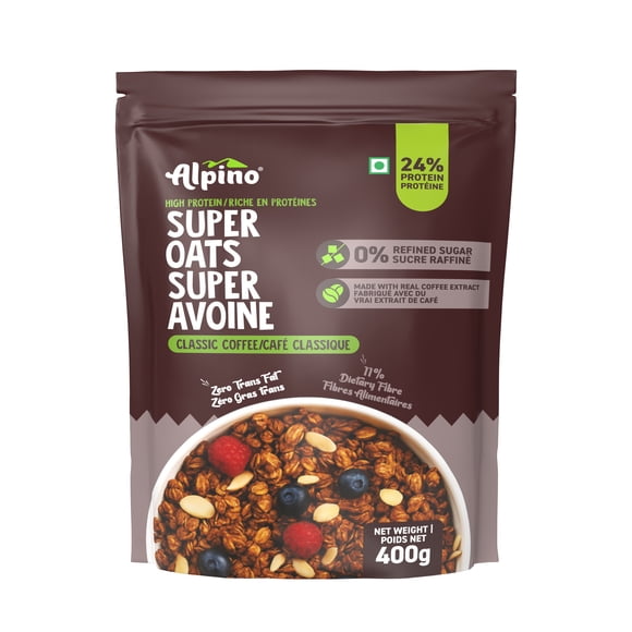 Alpino Flocons d'Avoine à Haute Teneur en Protéines 1 kg / Gruau à l'Ancienne / Sans Sucre Raffiné / 11 % de Fibres Alimentaires / Conserve à Température Ambiante / Pochette Refermable