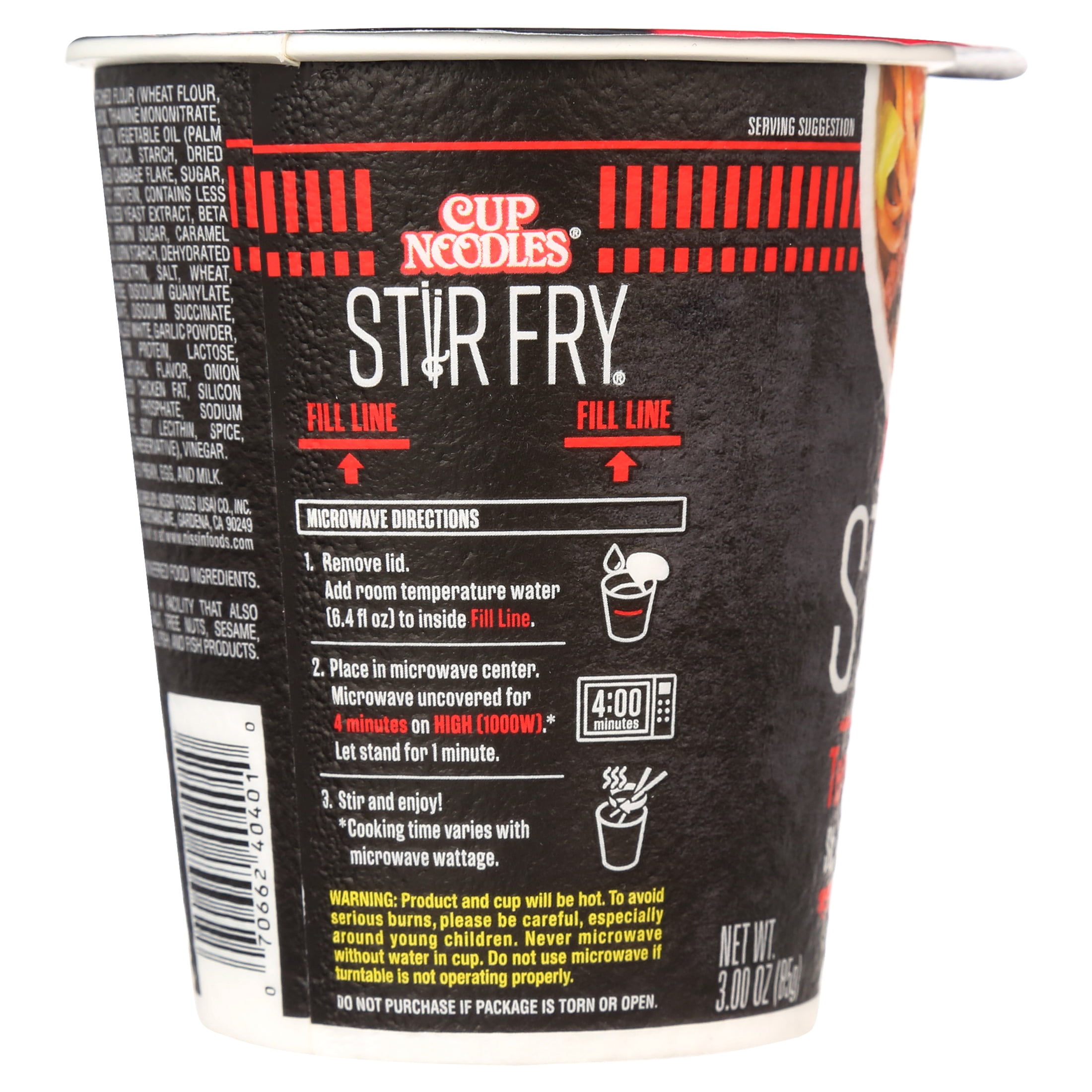 Nissin Foods Cup Noodles Stir Fry Ramen Noodles Teriyaki Beef Flavor 3.0 oz (Pack 8)