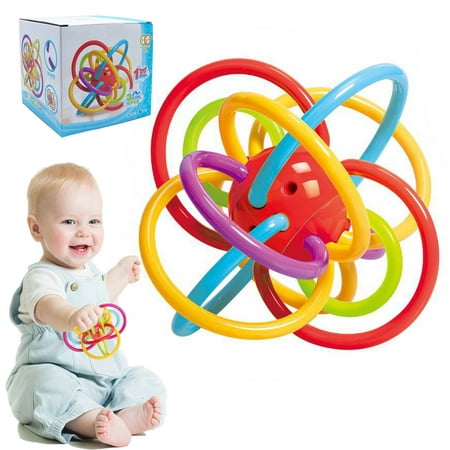 Sytle-Carry Sensory Toys Baby Rattle Teething Toys for Babies 0-6-12 Months Sensory Teether Rattle Newborn Toys