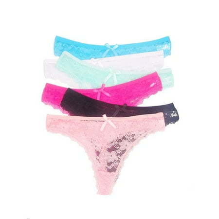 

QWZNDZGR5 PCS/SET G String Women s Underwear Transparent Lingerie Female T Back See Through Solid Color Sexy Lace Thongs Panties 87423