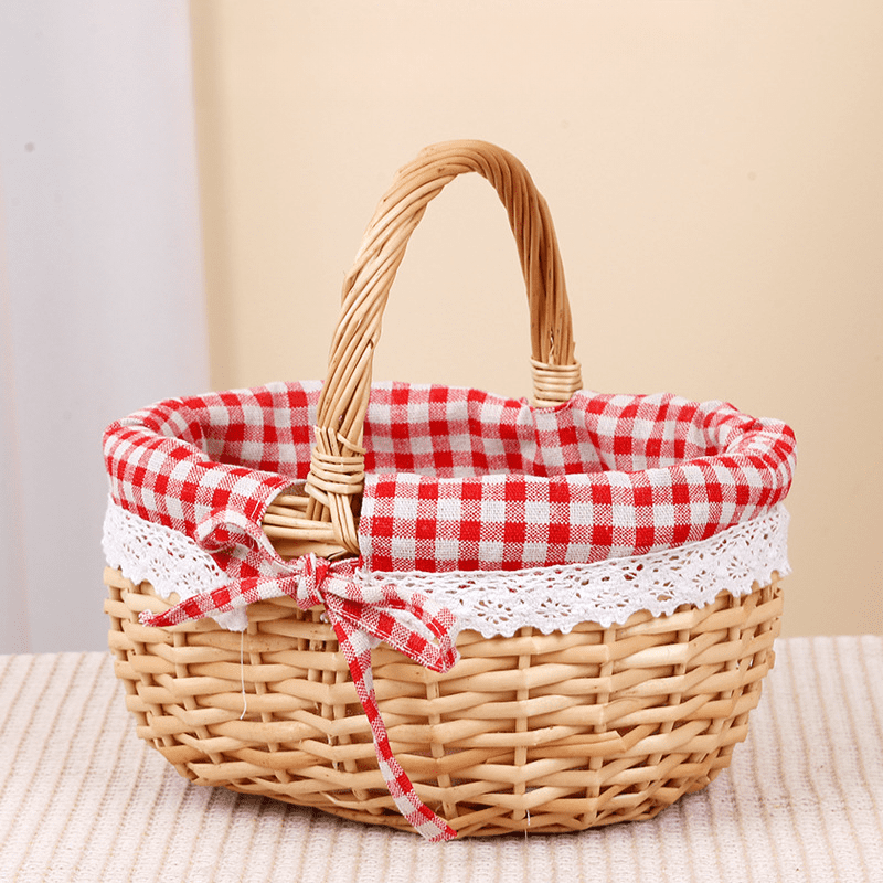 KUNPENG Natural Willow Woven Easter Picnic Gift Basket with Handle, Hand-woven Fruit & Egg Basket for Kitchen Countertop, Decorative Wicker Market Basket for Wedding, 4 Sizes