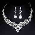 thumbnail image 2 of Conjunto de joyas para mujeres, cristal elegante, collar y pendientes - plata, 2 of 5