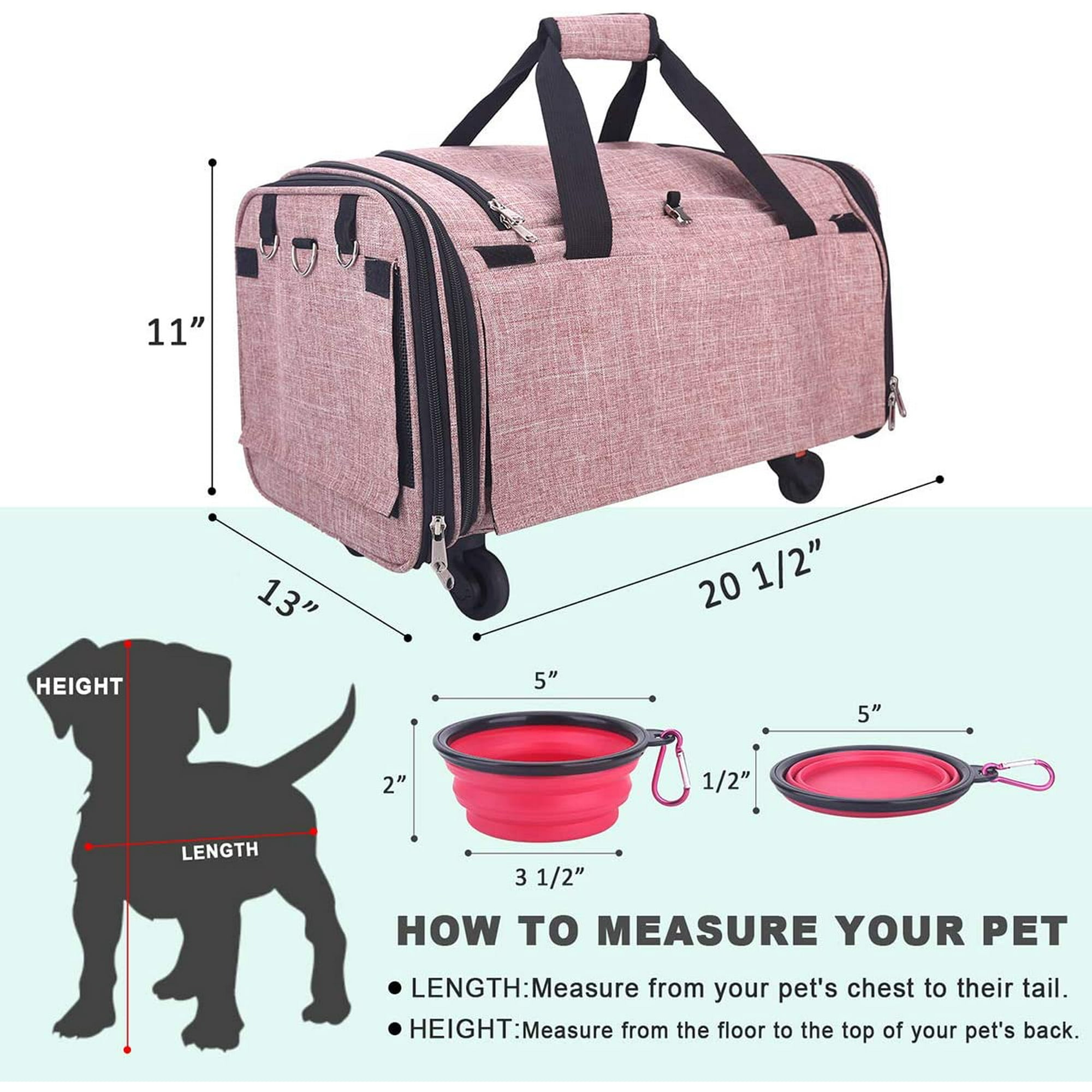 Iguohao Pet Carrier Airline Approved Soft Sided Dog Travel Carriers With Removable Wheels Collapsible Cat Carrier For Small Medium Pet Up To 44lbs G
