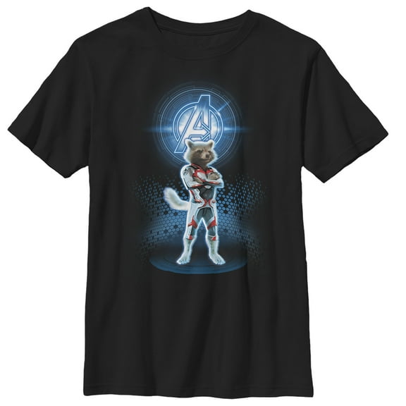Boy's Marvel Avengers: Endgame Rocket Quantum Ready  Graphic Tee Black Small