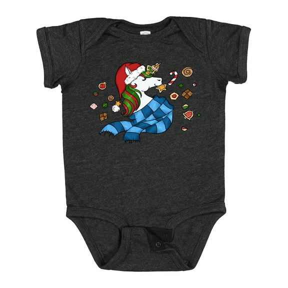 Inktastic Cute Christmas Unicorn with Cookies Boys or Girls Baby Bodysuit