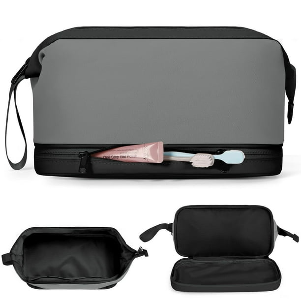 Neceser Separación de Humedad y Sequedad Cosmetiquera Para Hombre y Mujer Bolsa de Maquillaje Impermeable Cosmetiquera de Viaje Abertura Amplia Neceser de Viaje Rosa